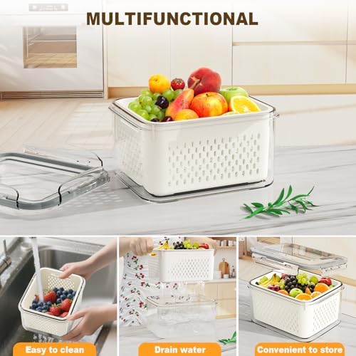 Dayacoco Fruit Storage Containers, 4 Pcs, Drain Basket