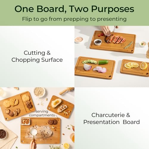Keechee Bamboo Cutting Board, Durable Wood Cutting Boards for Kitchen