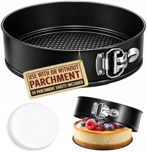 10 Inch Springform Pan with 50 Pcs Parchment Paper Cheesecake Baking