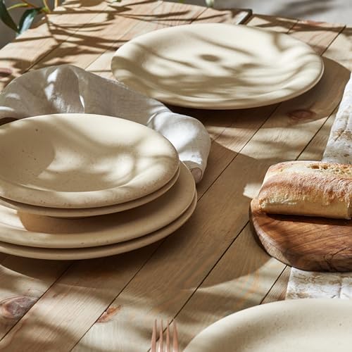 Porto by Stone Lain Aro 12-Piece Premium Kitchen & Dining Dinnerware Set Stoneware, Cream Matte, Crafted in Portugal, Dishwasher and Microwave Safe Scratch-Resistant Dish Set for 4