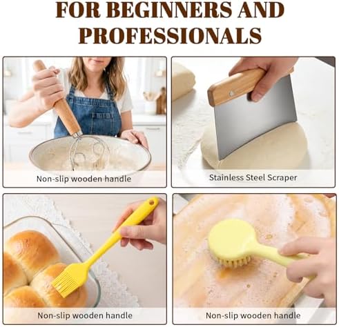 Sourdough Bread Baking Tool Set with Bread Lame & Blades, Bowl Scraper