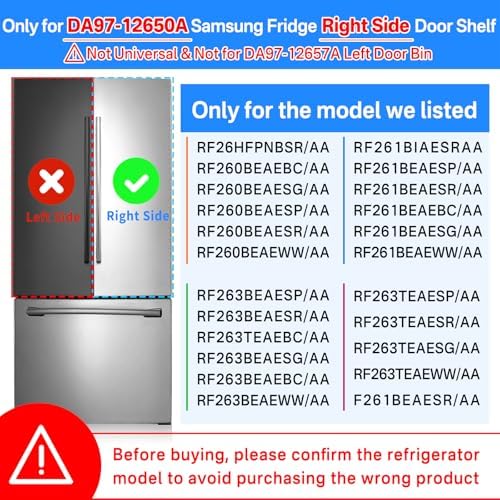DA97-12650A Door Shelf Bin Only for Right Side Samsung Refrigerator