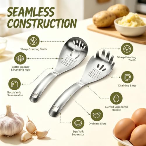 5-in-1 Stainless Steel Cooking Spoon Set, Multifunction Cooking