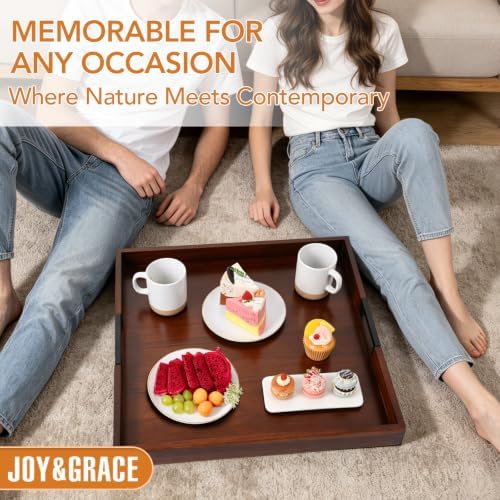 Joy&Grace Large Square Ottoman Tray for Living Room and Coffee Table