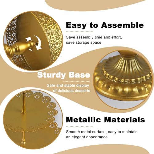 Gold Cake Stands Set, 5pcs Metal Tiered Cupcake Diaplay Stand Serving