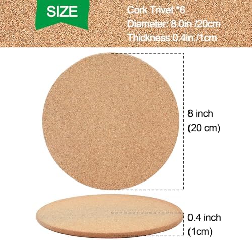 Cork Trivet, 4 Pack High Density Thick Cork Coasters Set for Hot