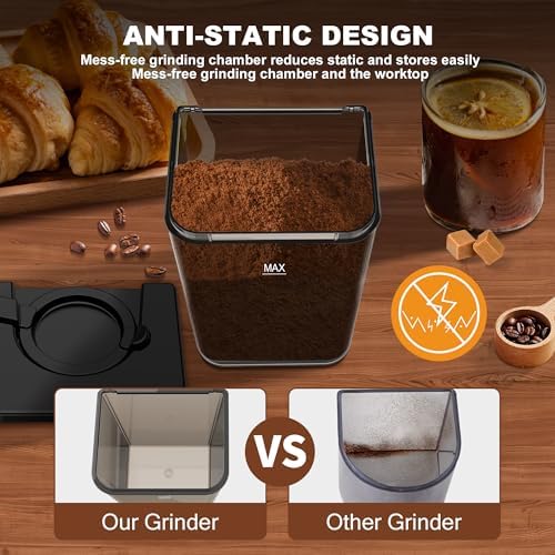 binROC Electric Conical Burr Coffee Grinder, Black