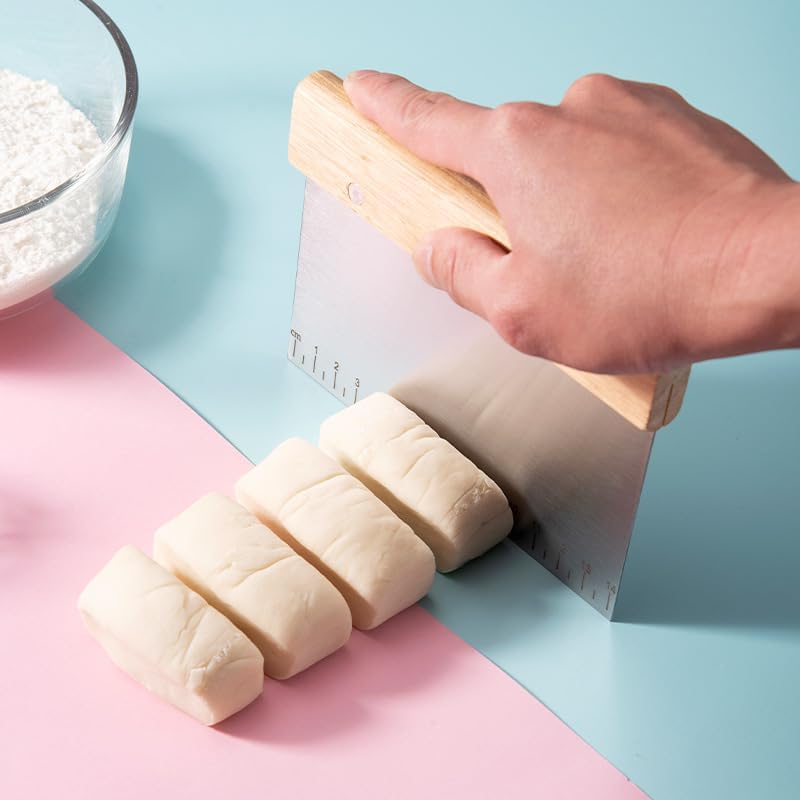 Dough Cutter for Bread and Pizza Dough - Stainless Steel Metal Griddle