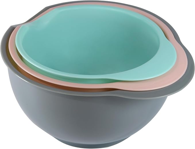Set of 3 Mixing Bowls with Pour Spout-Nesting Design Saves Space - Image 8