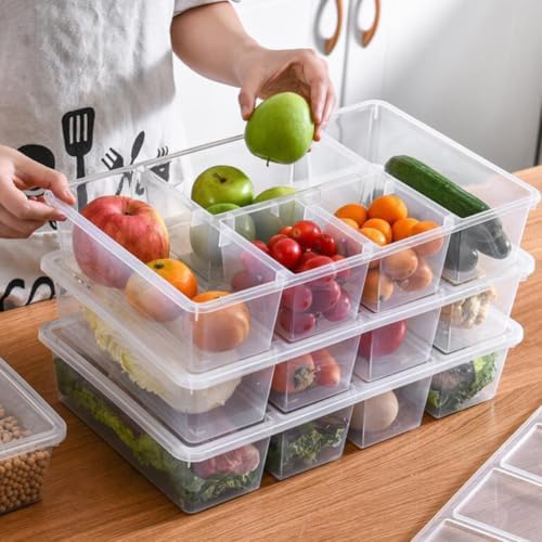 Divided Fridge Storage Container PP Food Organizer Box Stackable with