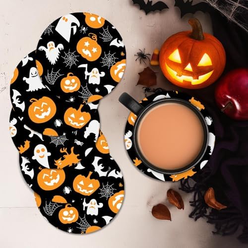 Britimes Halloween Coasters for Drinks, Set of 6, Ceramic Stone