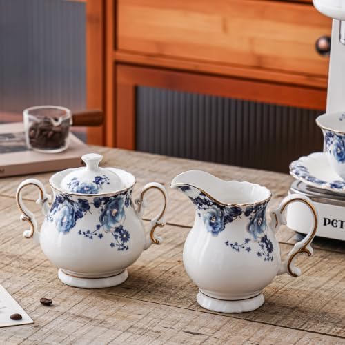 Ceramic Sugar and Creamer Set, 2 Piece Set with Cream Pitcher, Sugar