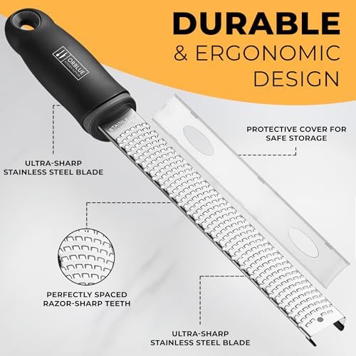 Orblue Lemon Zester & Cheese Grater - Premium Citrus Zester, Kitchen