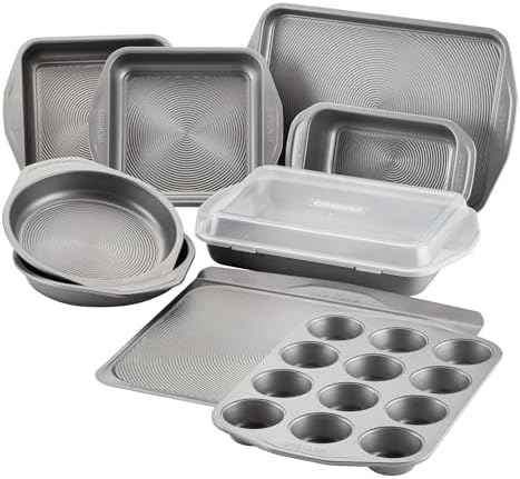 Circulon Total Nonstick Bakeware Set, Metal Baking Pans Set, 10-Piece, Gray