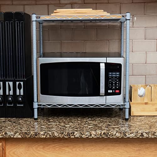 Mind Reader Metal Countertop Microwave Shelf, Silver