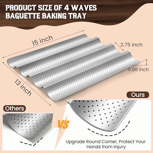 Pavsrmy Baguette Bread Pan, Premium Nonstick Perforated Baguette Pan