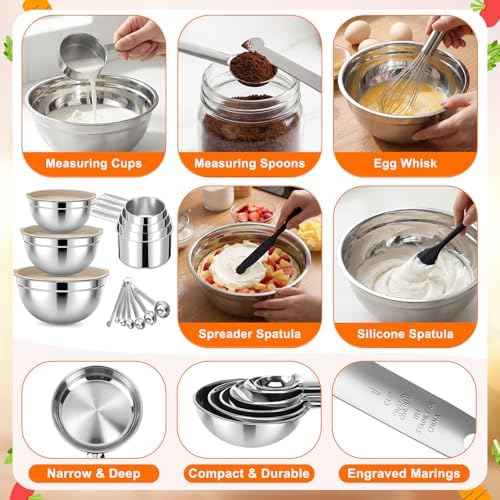 18 Pack Stainless Steel Mixing Bowls with Lids