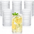 ZOOFOX Set of 6 Vintage Hobnail Drinking Glasses, 13 oz Tall Clear