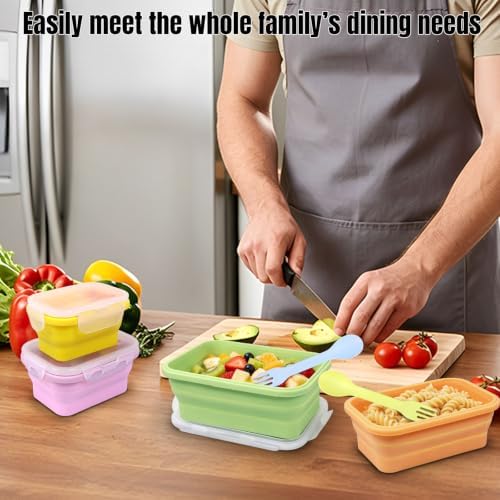 Set of 5 Collapsible Silicone Food Storage Containers With