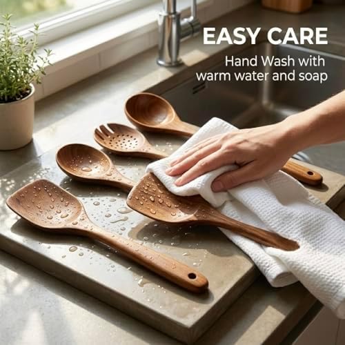 APM DISTRIBUTION 6-Piece Teak Wood Spatula Set