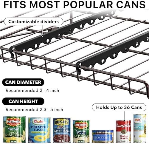 Simple Houseware 3-Tier Stackable Can Organizer Rack Hold 36 Cans, Bronze