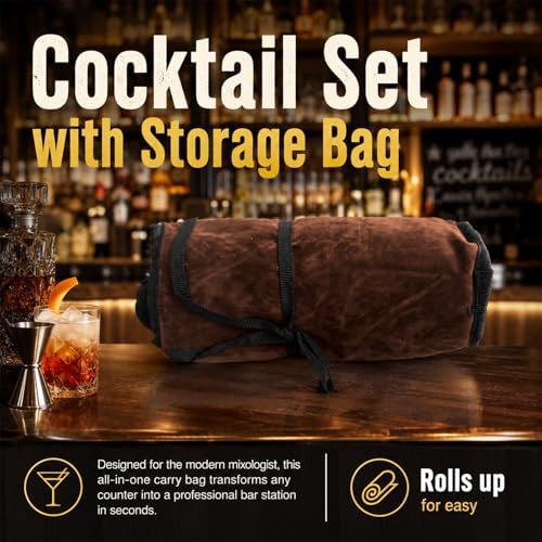 Stainless Steel Cocktail Shaker,25.4oz Bartender Kit Includes Strainer