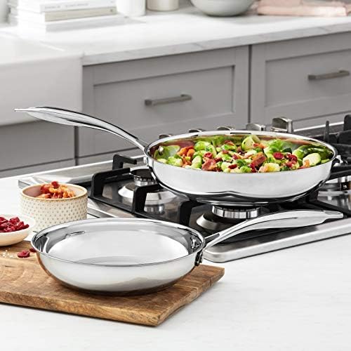 Amazon Basics Stainless Steel Frying Pan Set, Induction Compatible
