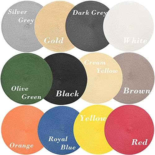 Zupro Round Olive Green Placemats Set of 6 Braided 15" Indoor/Outdoor