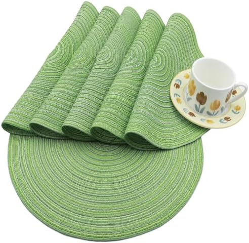 MIAOMIAO Round Placemats Set of 6 Braided Dining Table Kitchen Decor