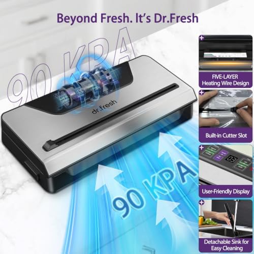 90kPa Food Vacuum Sealer, 135W, Auto Tear-Cut