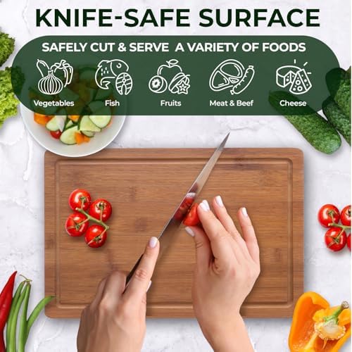 Bamboo Cutting Board Set of 3 Cutting Boards for Kitchen | Wooden