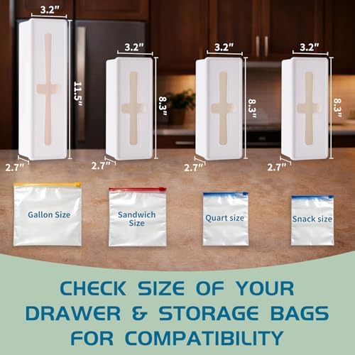 Storage Bag Organizer for Kitchen- Baggie Drawer Organizer & Plastic