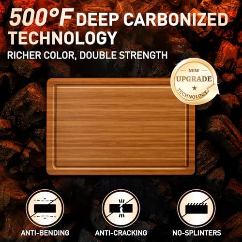 3 Pack Non Toxic Bamboo Cutting Board Set for Kitchen with Non Slip
