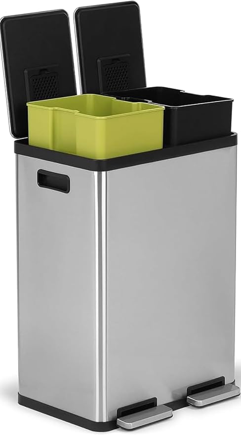 Simpli-Magic 16 Gallon Dual Compartment Step Trash Can – Kitchen Garbage Can - Image 6