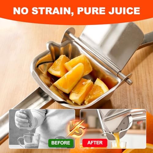 Large 304 Stainless Steel Manual Fruit Juicer Press, Handheld Citrus