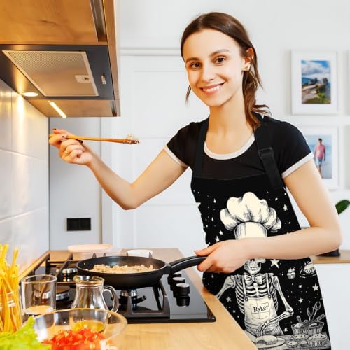 Adjustable Bib Apron with 2 Pockets for Cooking and Baking