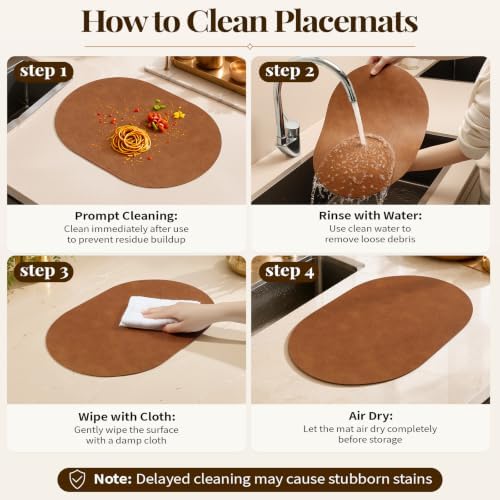 Homaxy Oval Heat Resistant Placemats Set of 6, Reddish Brown