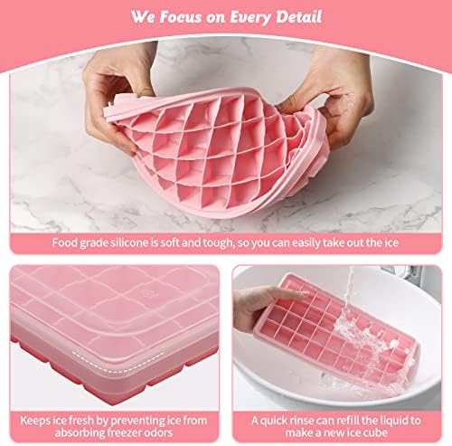 Silicone Ice Cube Tray with Leak-Proof Lid & Storage Bin for Freezer