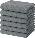 Homaxy 100% Cotton Terry Kitchen Towels(15" x 25", 6 Pack), Dark Grey