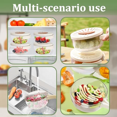 2 Pcs Fruit Vegetable Washing Bowl with Strainer, 2.85QT+1QT