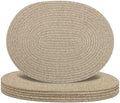 Oval Woven Placemats Set of 6, Boho Cotton Rope Braided Table Mats