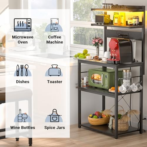 Aheaplus 5-Tier Bakers Rack with Power Outlet