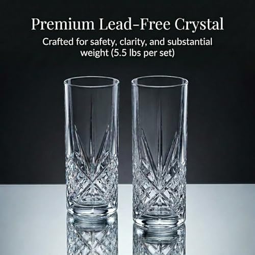 Collins Drinking Glasses, Tall Highball Glasses, Set of 4, Dublin
