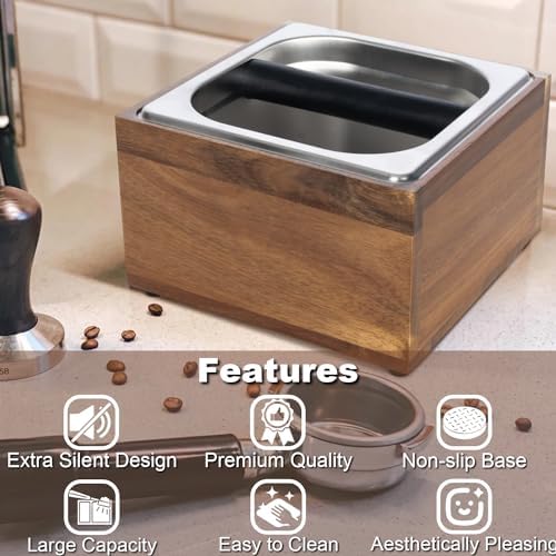 Espresso Knock Box Coffee Puck Dump Bin Grounds Accessories Tamping