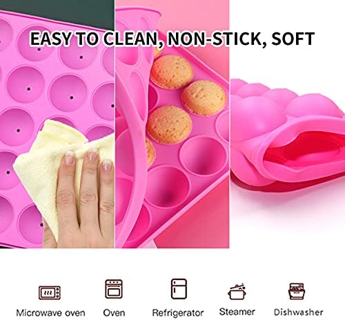 20 Cavity Silicone Cake Pop Mold Kits - Cake Pop Tray with 60pcs Cake