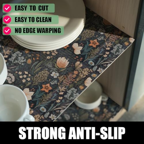 Vintage Floral Drawer Liner, Non-Adhesive and Strong Non-Slip