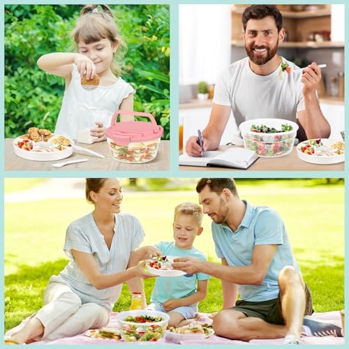 Salad Container for Lunch, Bento Lunch Box 58-oz with 4 Compartments