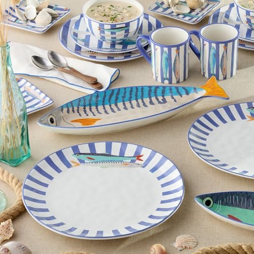 Something Fishy Porcelain 3-D FISH PLATTER 2 Pc. SET-sculpted coastal