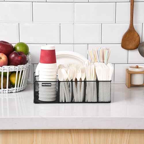 Paper Plate Organizer for Countertop, Black