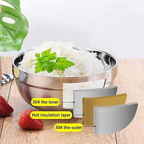 Yalin Set of 2 Heat Insulated Stainless Steel Bowls, SUS 304, Double